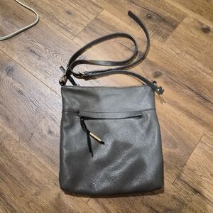 Vintage Gray Leather Crossbody Bag
